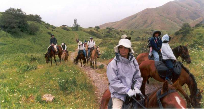 Horse-riding in the gorge Kshi-Kaindy.