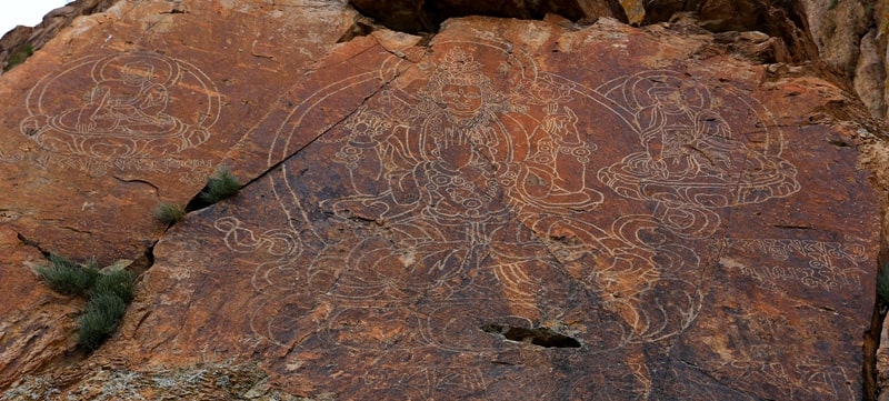 Buddhist deities on sanctuary Tamgaly-Tas.