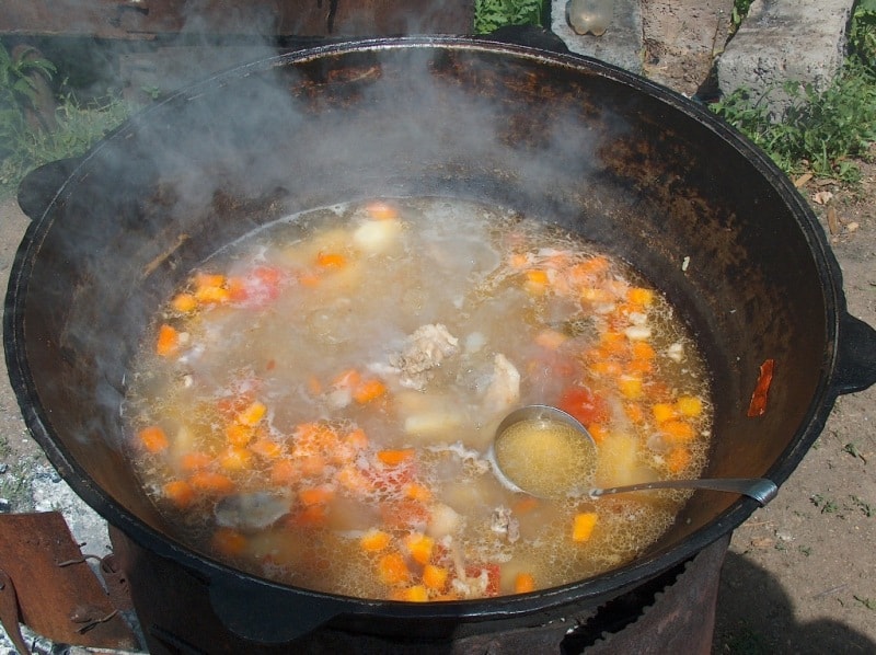 Preparation of soup.
