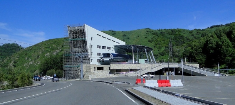 A under construction station cable way to valley Medeo.