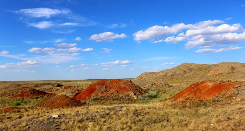 Environs on lake Shagan. Nuclear lake Semipalatinsk nuclear test site.