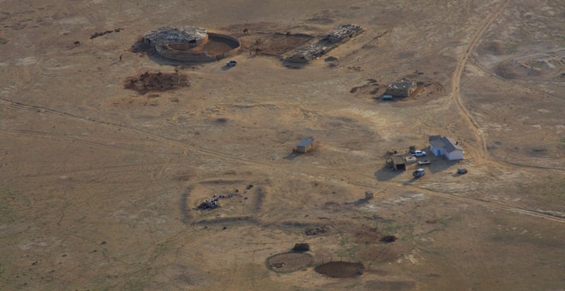 Sheepyard in the steppe.