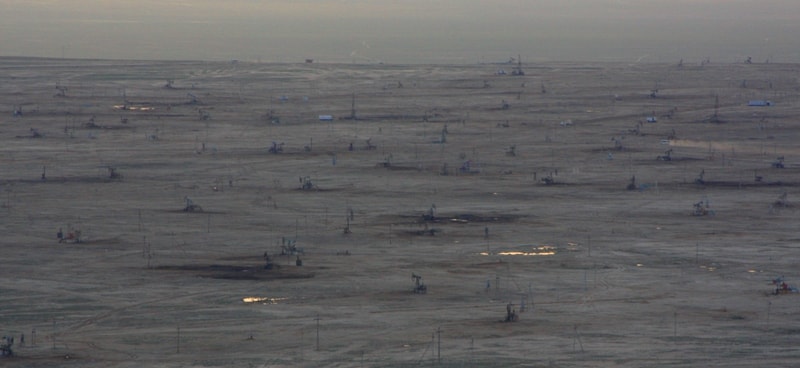 Oil reservoir around Zhanaozen town.