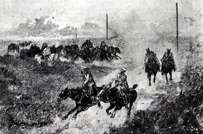 Train of the August Ataman, heir to Tsarevich Nikolai Alexandrovich on the way from the Siberian army to the Orenburg army in 1891. Artist N. Karazin.