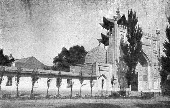 Old photo Zharkent of a mosque.