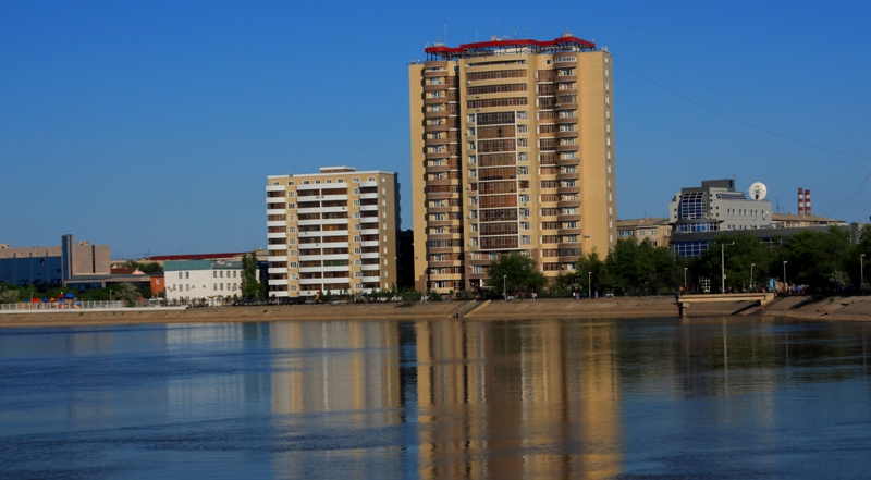 Quay of river Ural in Atyrau.