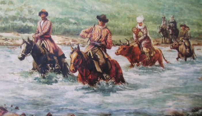 Culture of Kazakh people in pictures of Kazakhstan artist Nikolay Khludov.