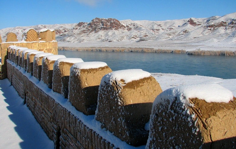 The ancient city on the river bank Ili and scenery.