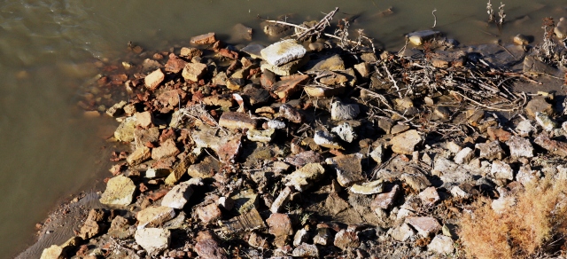 Fragments of bricks from mausoleum Korkyt-Ata on right river Syr-Darya.