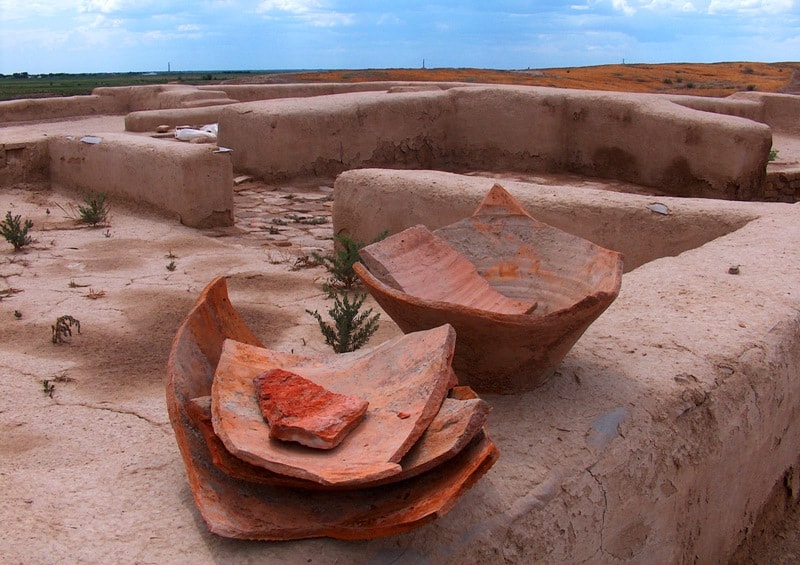 Artifacts on the ancient settlement Otrar.
