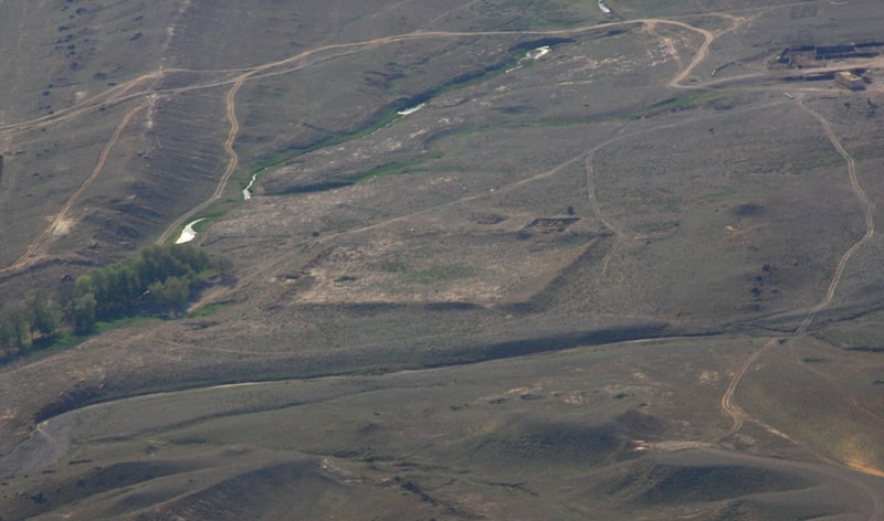 Городище Кызылкала. Вид с вертолета.