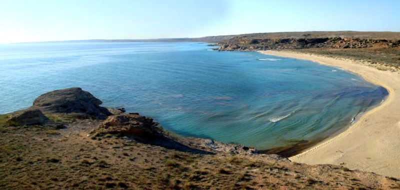 Blue bay on Kaspian Sea.
