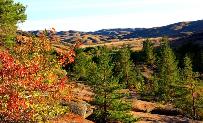 Aksoran valley. The mountains Kyzylaray. Karaganda region.