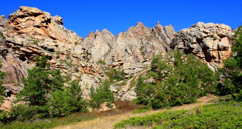 Auliye valley in Kyzylaray mountains. Karaganda province. 