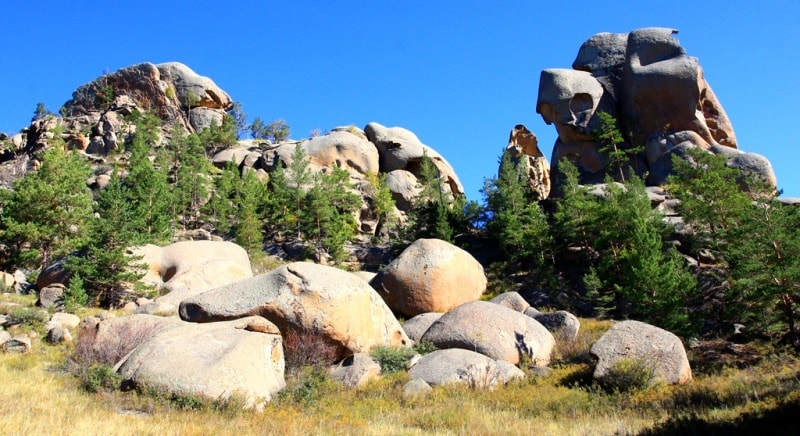 Besoba valley in Kyzylaray mountains. Karaganda region.