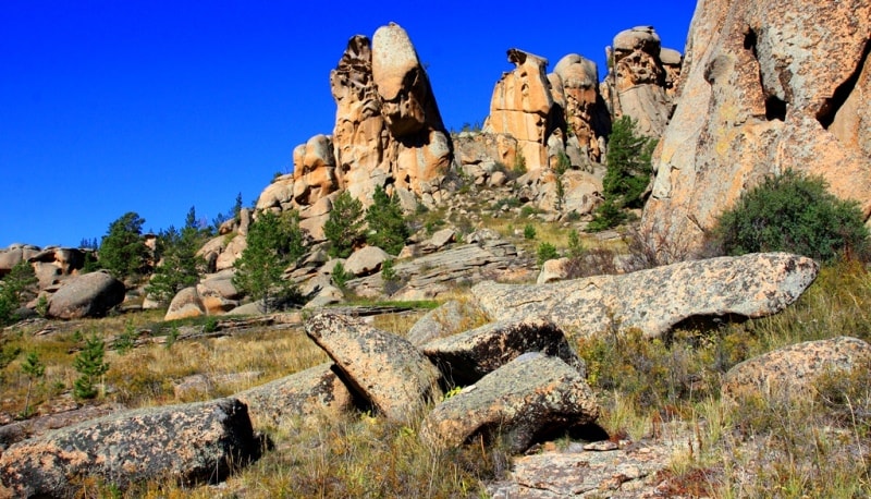 Besoba valley in Kyzylaray mountains. Karaganda region.