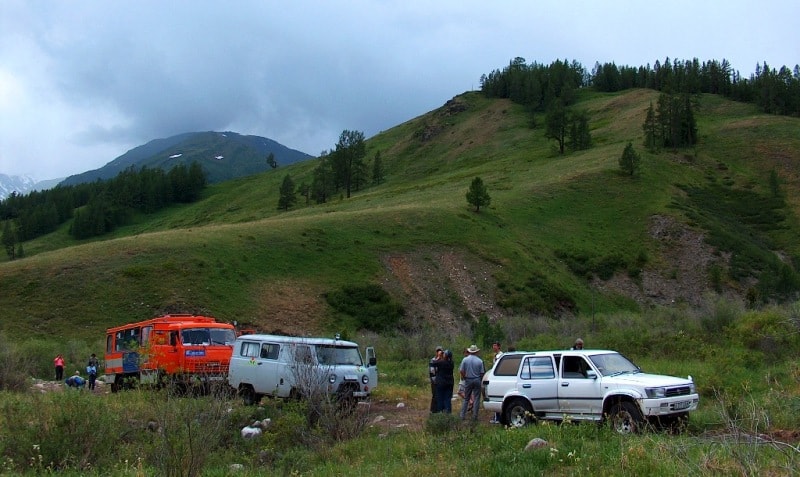 After ford through the river on the Austrian road.