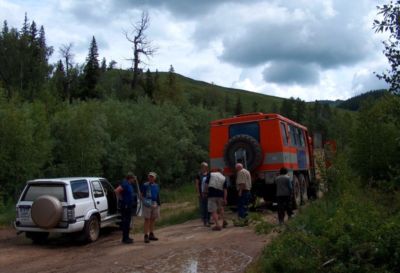 Stop in a way after settlement Urunkhaika, in front of the bridge through the river Sorvenok.