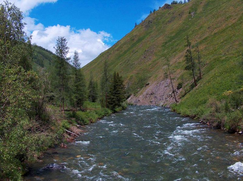 Sights of the Kazakhstan Altai. The river of Karakoba.