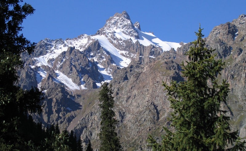 The Ordzhonikidze peak. View from the gorge Left Talgar.