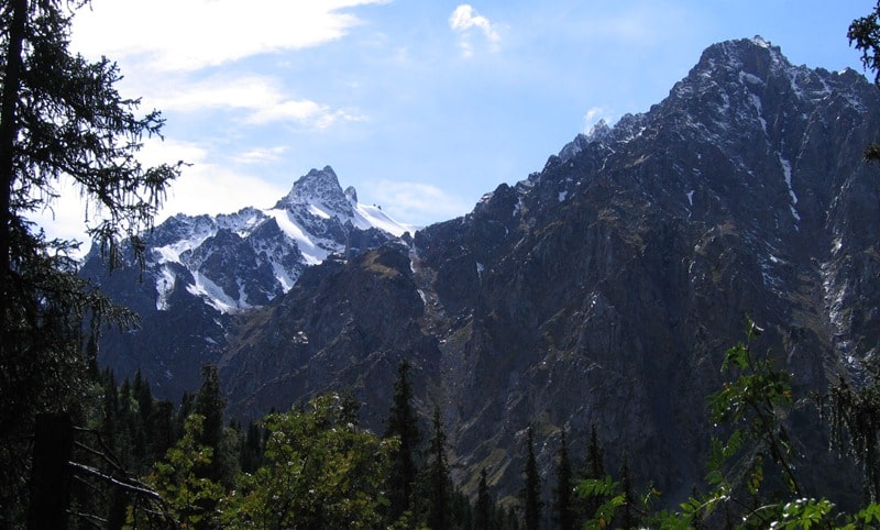 The Ordzhonikidze peak. View from the gorge Left Talgar.