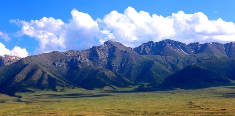 Mountains and foothills of Dungarsky Ala-Tau.