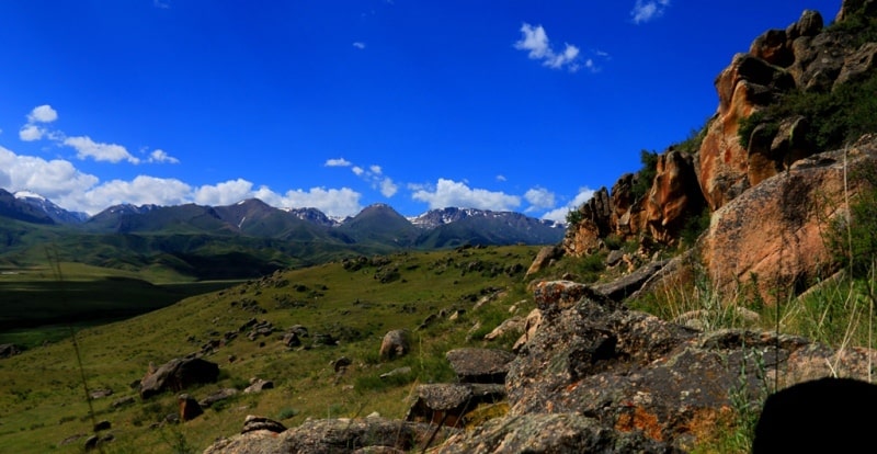 Mountains and foothills of Dungarsky Ala-Tau.
