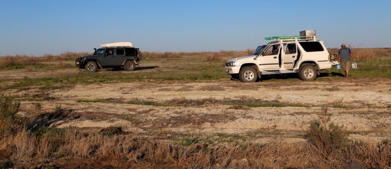 The third ship and environs on Small Aral Sea in the gulf Butakov.