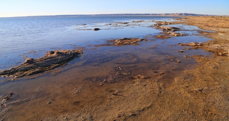 The third ship and environs on Small Aral Sea in the gulf Butakov.