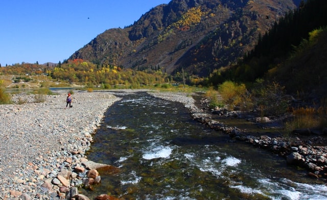 The River Issyk on a way to lake Issyk.