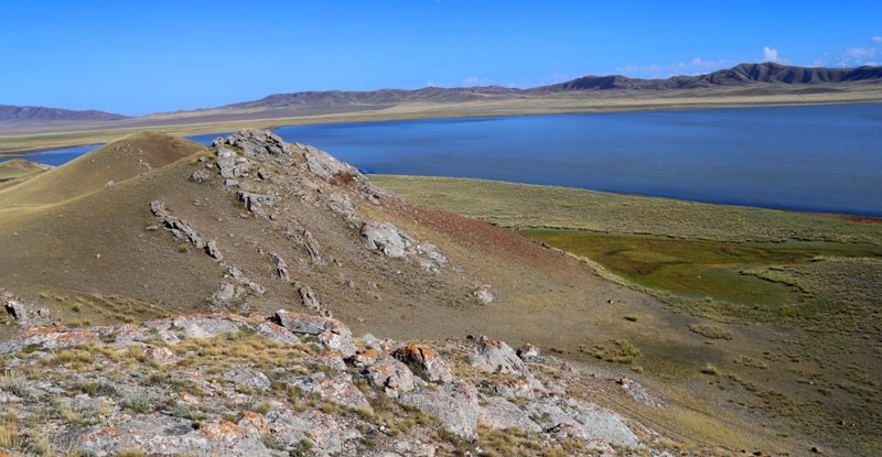 The lake Tuzkol in Kazkakhstan.