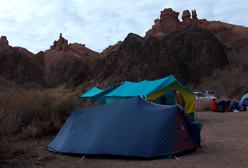 Two-seater tents with the platform.