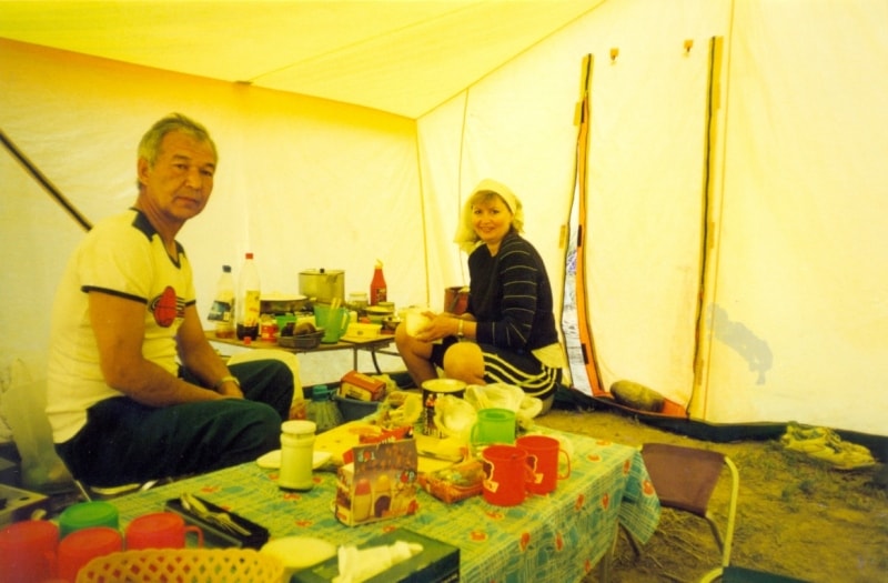 Tent for kitchen and the dining.