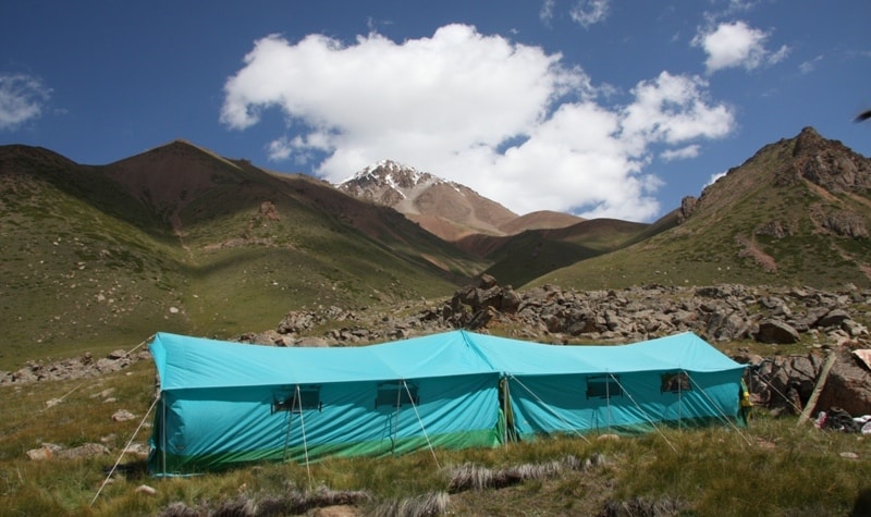 Tent for kitchen and the dining.