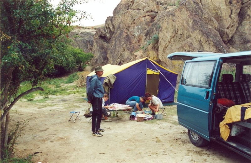 Tent for kitchen and the dining.