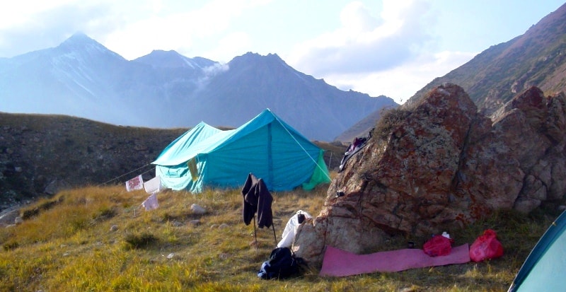 Tent for kitchen and the dining.