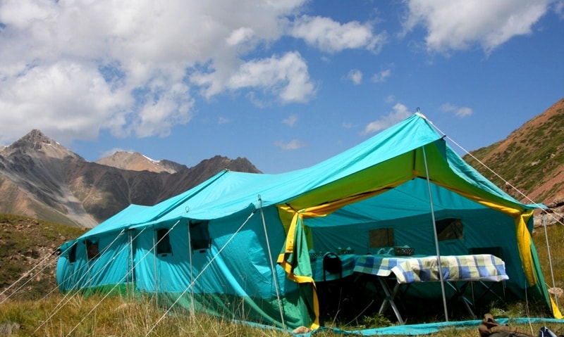 Tent for kitchen and the dining.