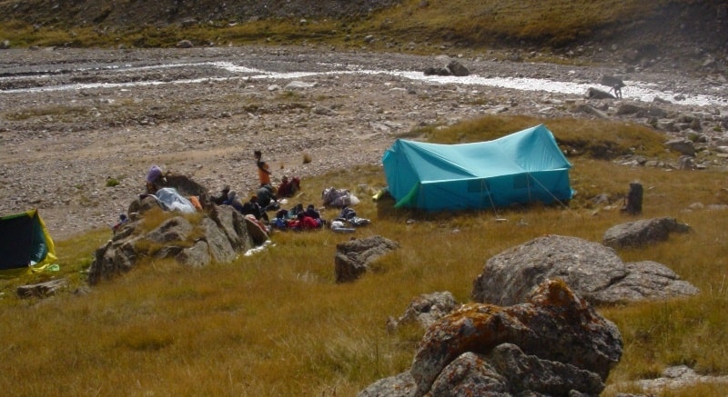 Tent for kitchen and the dining.