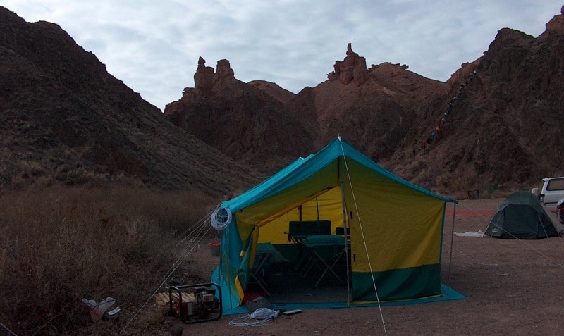 Tent for kitchen and the dining.