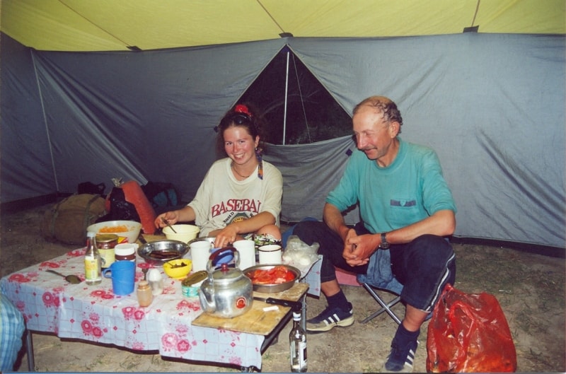 Tent for kitchen and the dining.