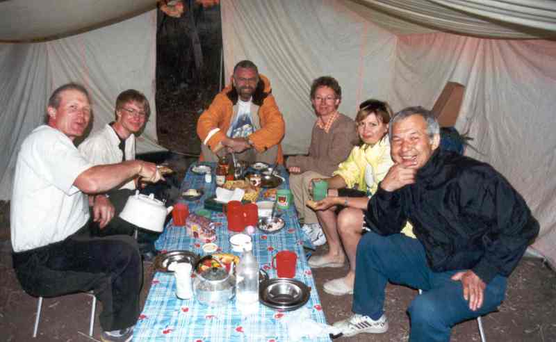 Tent for kitchen and the dining.