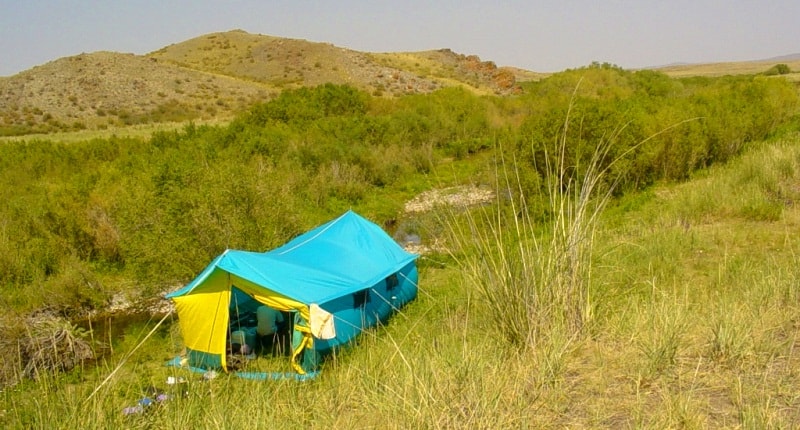 Tent for kitchen and the dining.