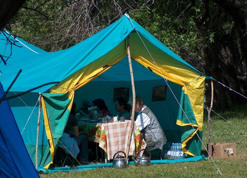 Tent for kitchen and the dining.