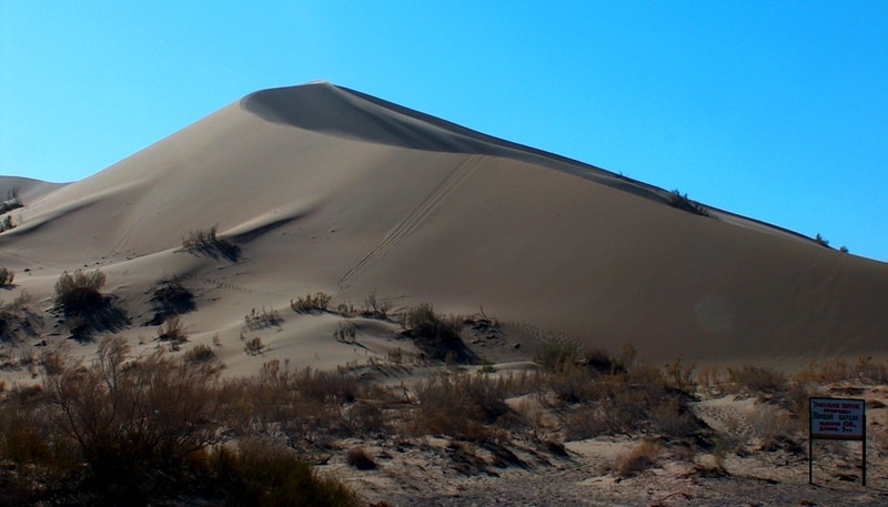Singing dune. A three-copecks Altyn-Emel national park.