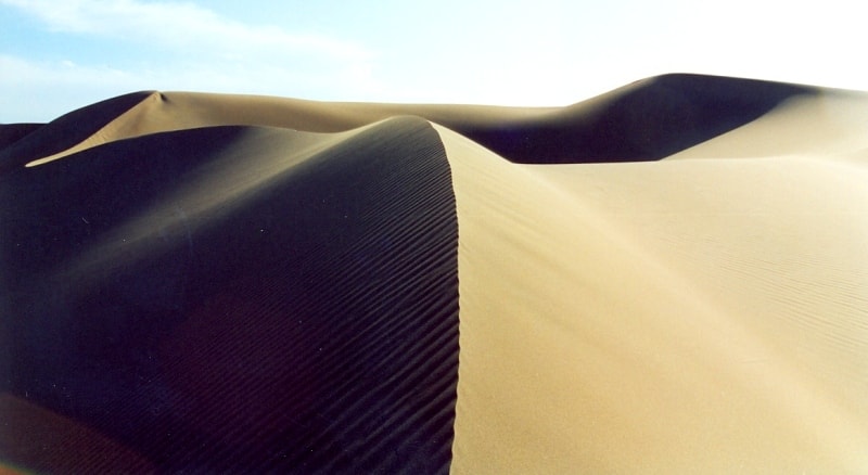 Singing dune. A three-copecks Altyn-Emel national park.