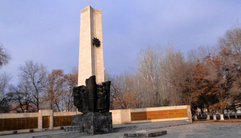 Obelisk "Victory" over town park.