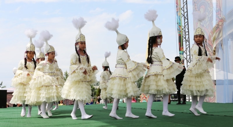 Performance of children's dancing ensemble on holiday Guldala-2015.