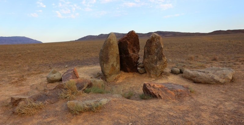 The historical monument with stone steles Oshaktas.