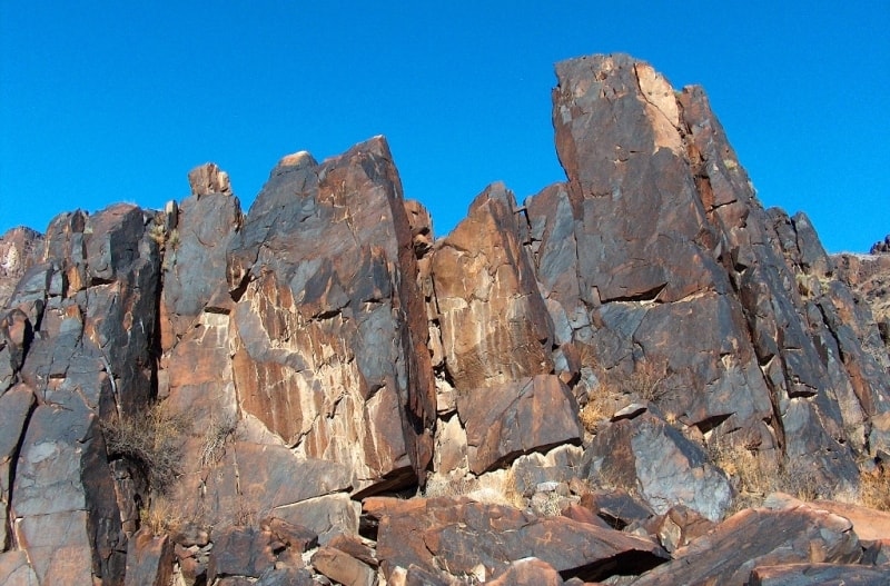 Petroglyphs in Terekty gorge in national park Altyn-Emel.