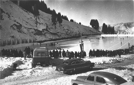 A skating rink of Medeo in 1954.